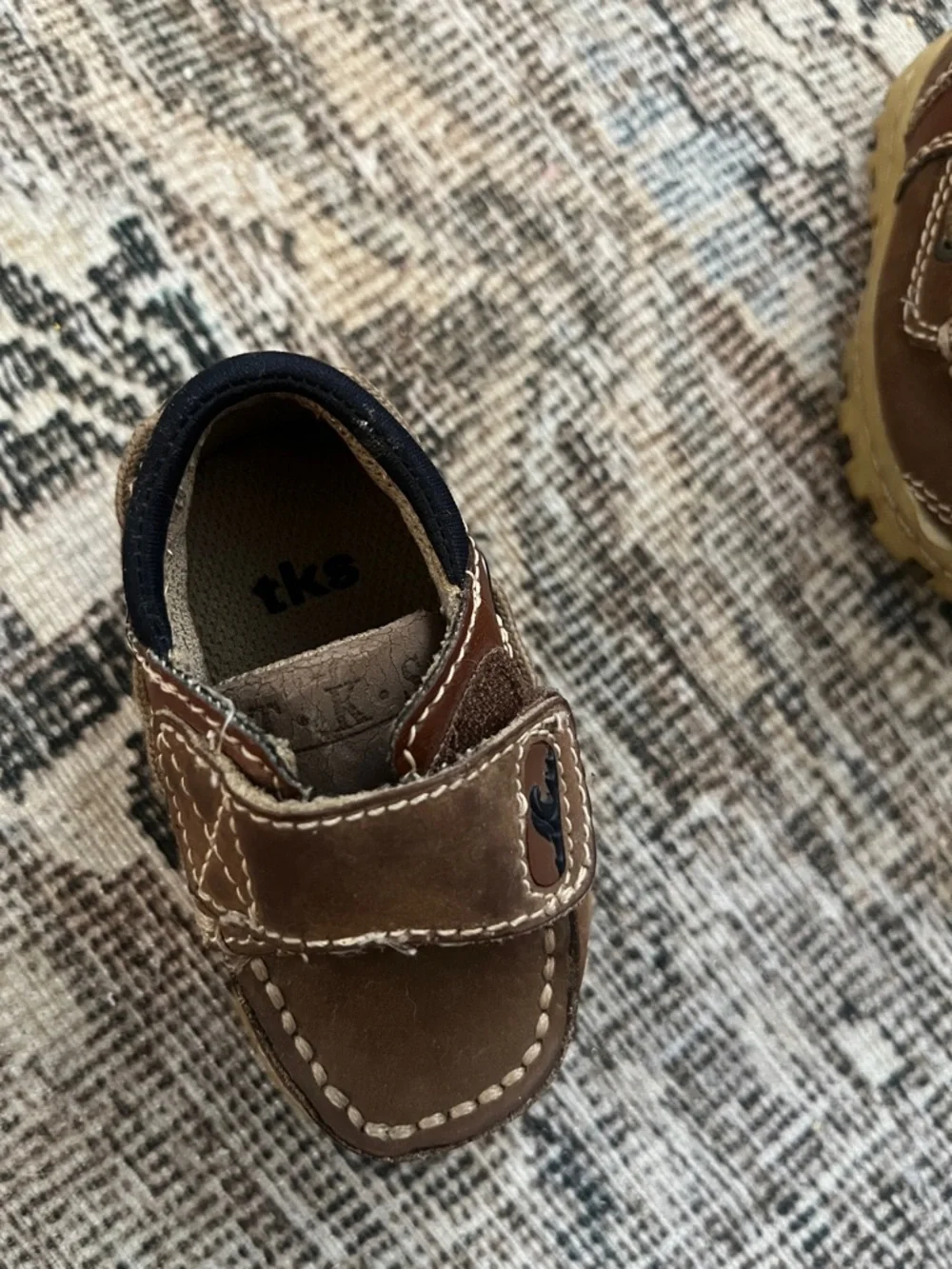 Toddler Brown Leather Hook-and-Loop Dress Shoes